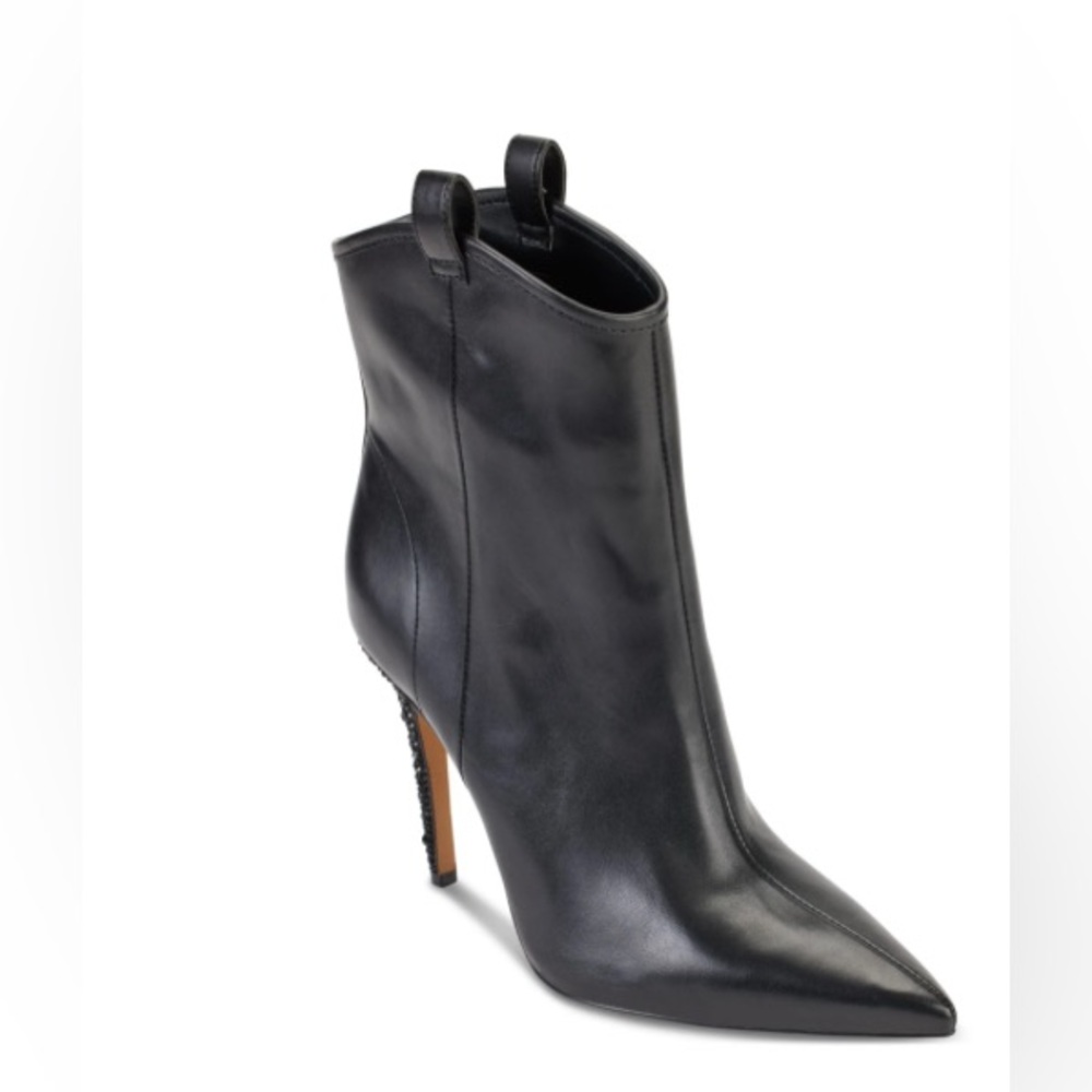 KARL LAGERFELD PARIS Womens Black Glitter Clea Stiletto Boots 7 and 8.5